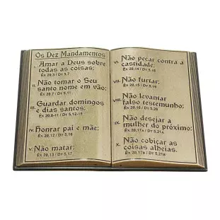 20711OV Bíblia 10 Mandamentos em Metal Ouro Velho
