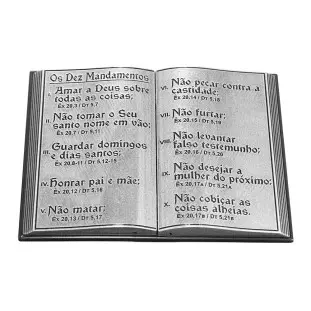 20711PV Bíblia 10 Mandamentos em Metal Prata Velha