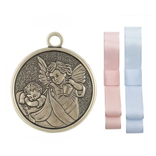 9682OV Medalhão de Berço Anjo Protetor Ouro Velho 