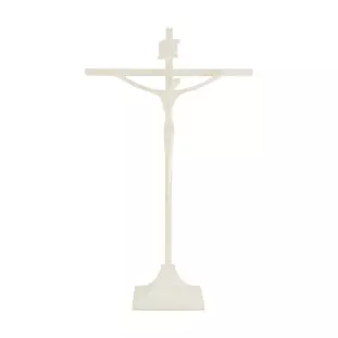 31052MARFIM Adorno Cruz Estilizado Marfim Base 22cm