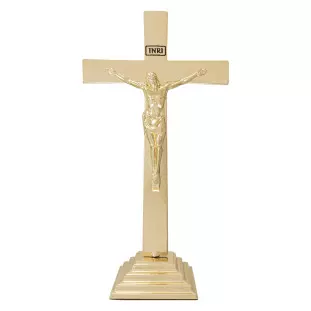 31246DOU Adorno Cruz Dourada Base 30cm