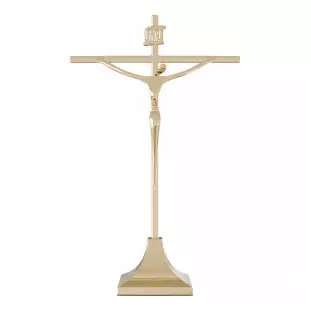 31053DOUBASE Crucifixo Estilizado Dourado Base 35cm