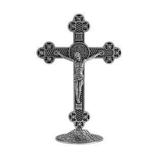 9401PV Crucifixo com a Medalha de São Bento Prata Velha 13cm