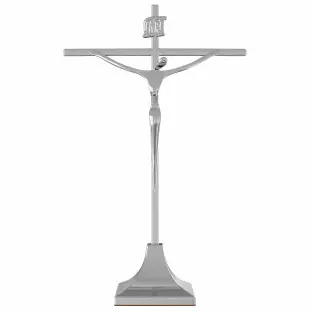 20467ONIXBASE Crucifixo Estilizado Ônix Prateado Base 39cm