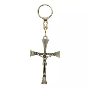 8391OV Chaveiro Crucifixo Ouro Velho