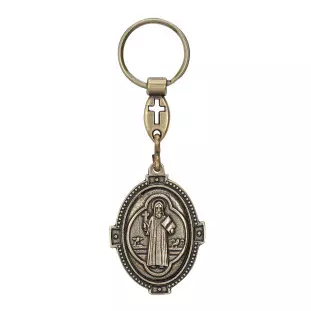 9287OV Chaveiro Medalha de São Bento Ouro Velho