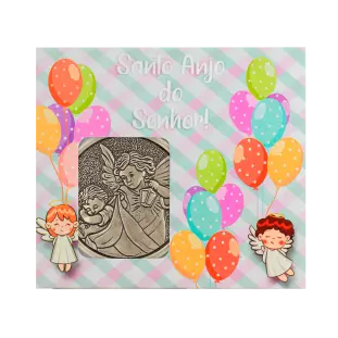 9682OV Medalhão de Berço Anjo Protetor Ouro Velho 