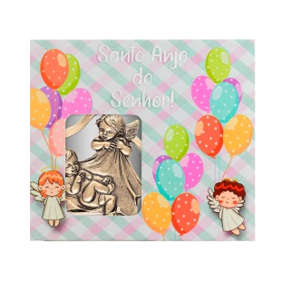 9825OV Medalhão de Berço Anjo e Bebê Ouro Velho