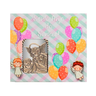 9827OV Medalhão de Berço Anjo Protetor Ouro Velho