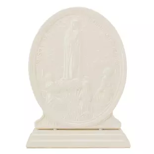 9884MARFIM Adorno de Nossa Senhora de Fátima em Metal Marfim 21,5cm