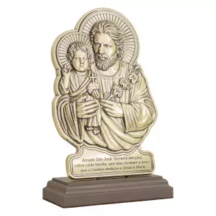 9885OVACR Adorno de São José em Metal Ouro Velho 21,5cm