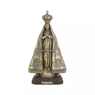 9981OVBASE Imagem Nossa Senhora Aparecida em Metal Ouro Velho 10cm