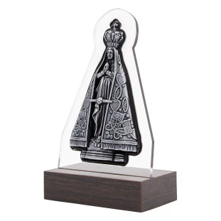 9981PVACR Imagem de Nossa Senhora Aparecida Prata Velha 12cm