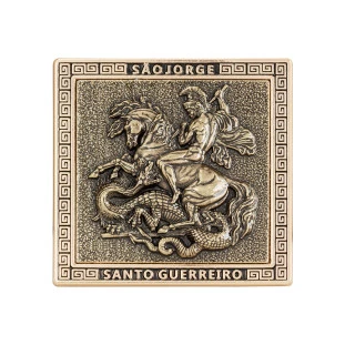 9464DOUOV Adorno São Jorge Santo Guerreiro Dourado com Ouro Velho 8cm