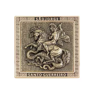 9464DOUOV Adorno São Jorge Santo Guerreiro Dourado com Ouro Velho 8cm