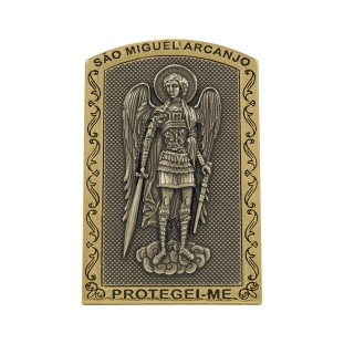 9471DOUOV Quadro de São Miguel Arcanjo Dourado com Ouro Velho 10cm
