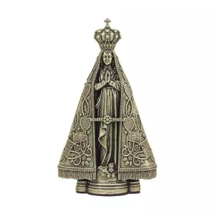 20210OV Imagem Nossa Senhora Aparecida em Metal Ouro Velho 12cm