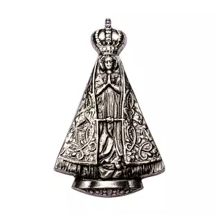 9382PV Adorno com Ímã Nossa Senhora Aparecida Prata Velha 6cm