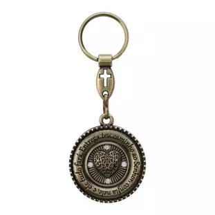 9330OV Chaveiro Com Versículo e Strass Ouro Velho