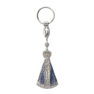13188NQ Chaveiro Nossa Senhora Aparecida Prateado com o Manto Azul