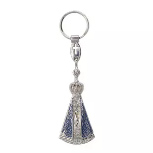 13188NQ Chaveiro Nossa Senhora Aparecida Prateado com o Manto Azul