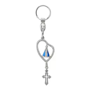 9305NQ Chaveiro Terço de Nossa Senhora Aparecida Prateado