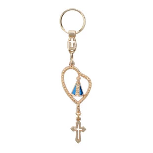 9305DOU Chaveiro Terço de Nossa Senhora Aparecida Dourado