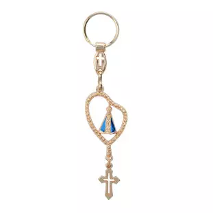 9305DOU Chaveiro Terço de Nossa Senhora Aparecida Dourado