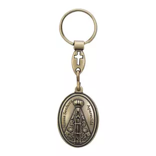 10096OV Chaveiro Nossa Senhora Aparecida Rogai Por Nós Ouro Velho