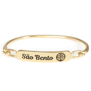 20107DOU Pulseira de São Bento com a Medalha Dourada