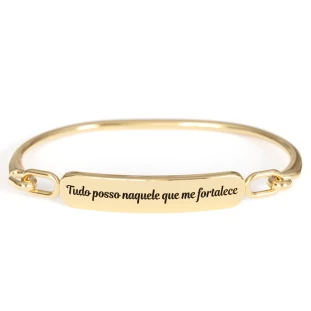 20138DOU Pulseira Tudo posso Naquele que me Fortalece Dourada