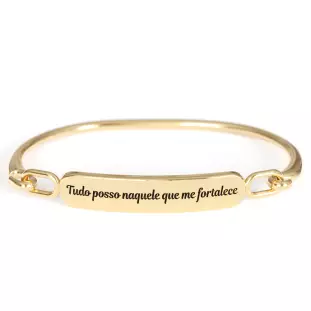 20138DOU Pulseira Tudo posso Naquele que me Fortalece Dourada