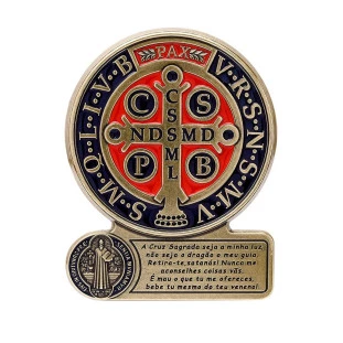 9592OV Medalha de São Bento com Oração Ouro Velho 14cm