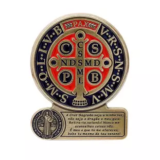 9592OV Medalha de São Bento com Oração Ouro Velho 14cm